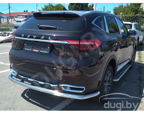 HAVAL F7X 2019-н.в. защита заднего бампера одинарная труба с загибом d60 из нержавеющей стали